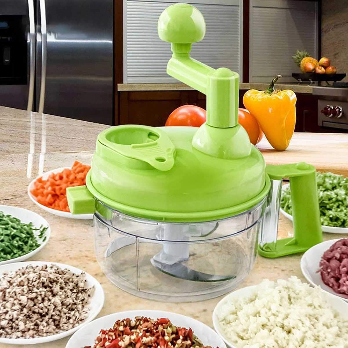 OPYWQS Hand Crank Manual Food Shredder Chopper Meat Grinder Dicer Vegetable Cutter Blender Whipper Mandoline,Egg Separator,Container,for Kitchen