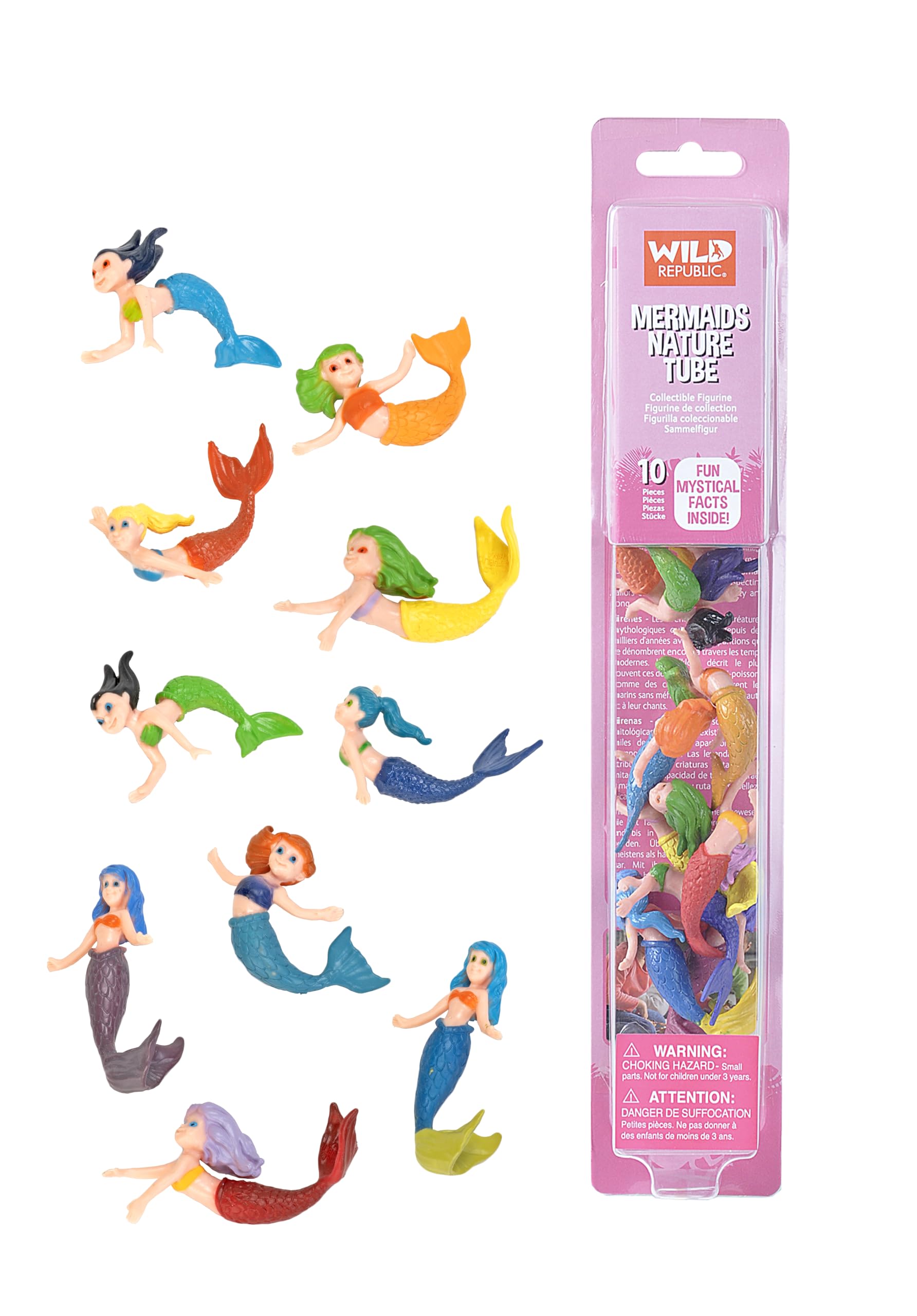 Wild Republic Mermaid Figurines Tube, Mermaid toys, Underwater, Sirens, Kids Gifts, 10 Piece Set