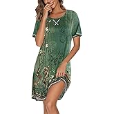 Ekouaer Nightgowns for Women Short Sleeve Sleep Shirts Crewneck Night Shirts Soft Sleepwear Caual T Shirt Sleep Dress