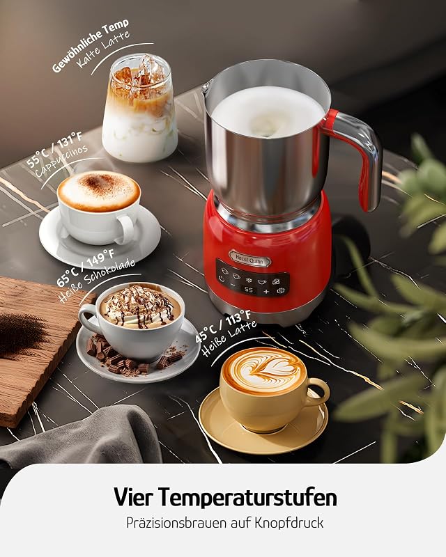 Elektrischer Retro-Milchaufschäumer, 5-in-1, Warm & Kalt, Rot — Foto 2 von 8