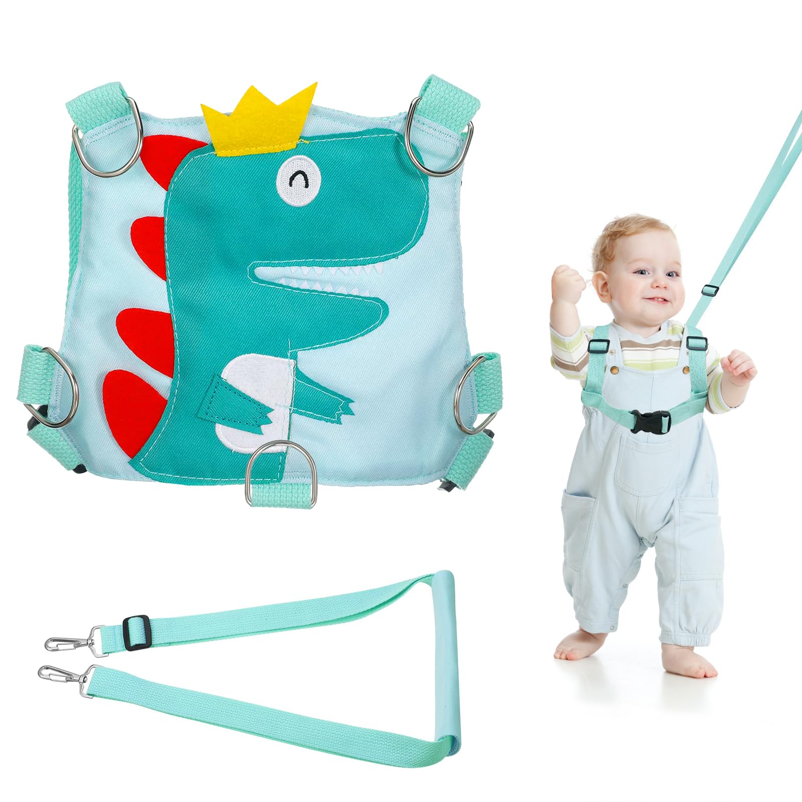 Baby Reins, Green Dinosaur Baby Walking Harness and Toddler Safety Harness, Baby Reins Safety Leash Baby Toddler Anti Lost Belt Reins for Toddlers Boys and Girls 1-5 Years