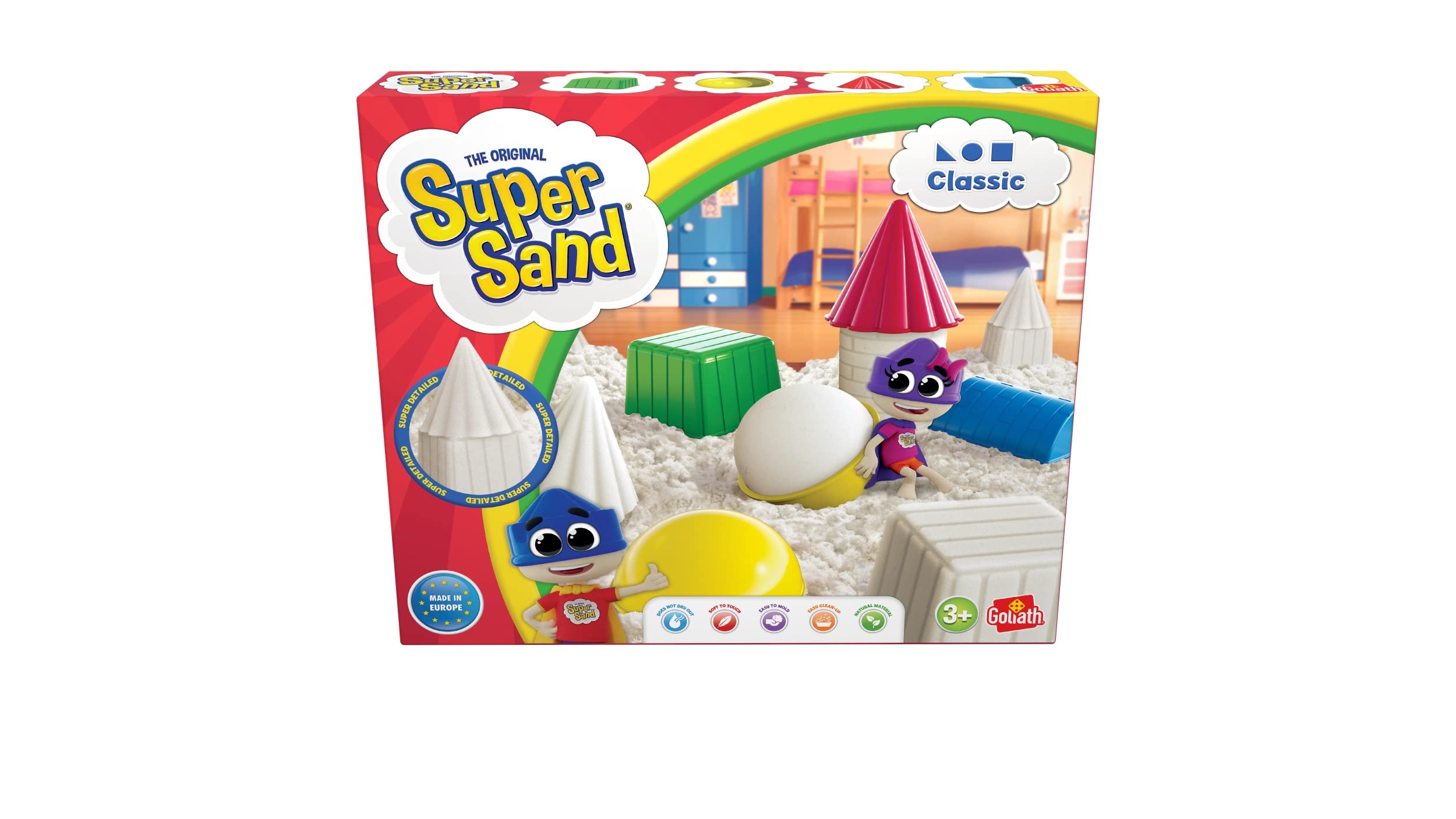 SUPER SAND 383324.208 Classic-Super Soft Magic Sand for Kids Aged 3 and up, White, 26.7 x 5.2 x 26.7 Centimeters