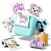 Ponek Mini Sticker Printer, Print Pods Mini Thermal Sticker Printer M02X, Stickers Maker Machine for Kids, Student, Family, Green