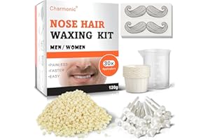 120g Charmonic Nose Hair Waxing Kit with 30 Applicators, Quick and Painless Removal for Men and Women, Enough for 15-20 Uses