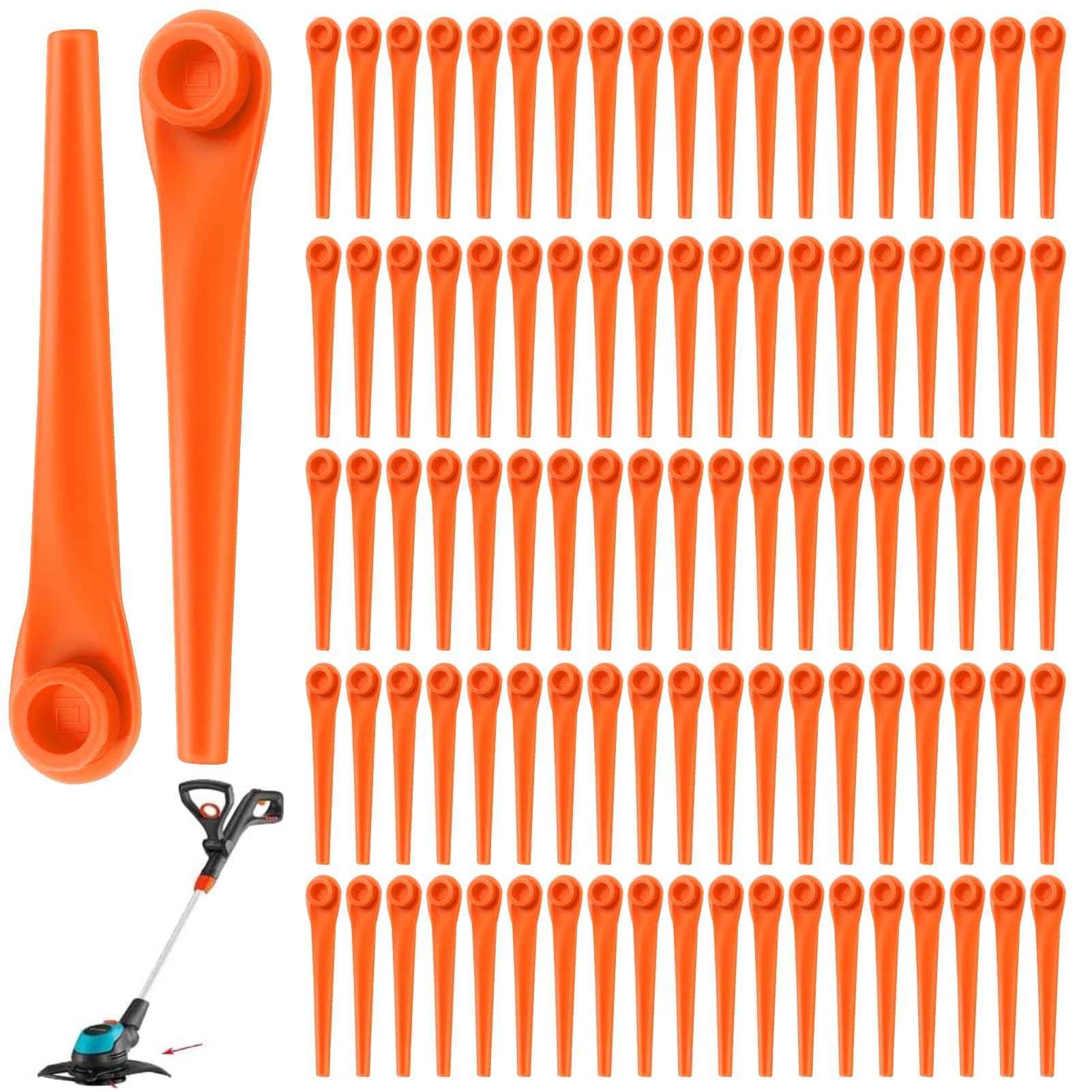 100Pcs Plastic Grass Trimmer Blades Replacement for Flymo SimpliTrim Li FLY083-GA400 for Gardena 9823 9825 9820 9821 Replacement Graden Supply