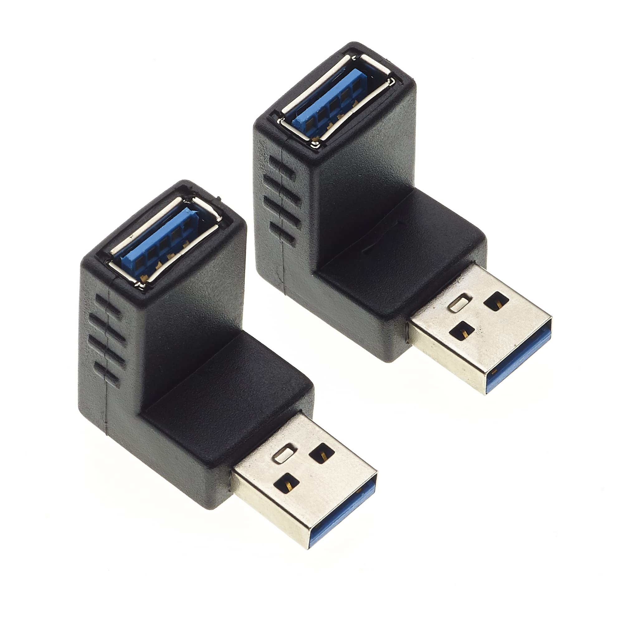 Keple Right Angle USB 3.0 with Up and Down Connecter, Pack of 2 - Male to Female 90 Degree USB Adapter for PC Computers and Other Devices with USB Plugs