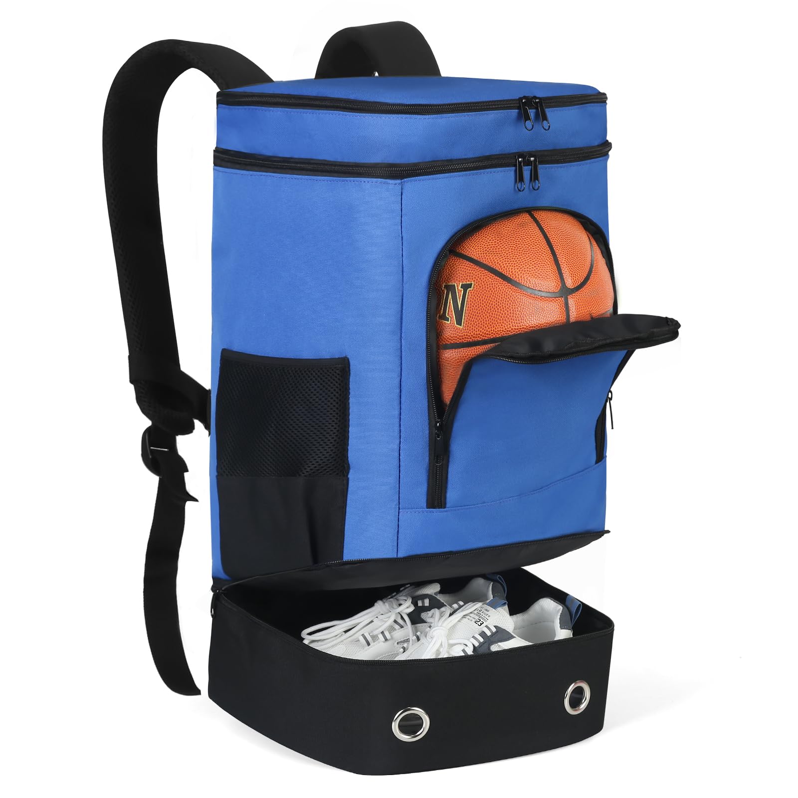 YOJOB Basketball Backpack, Basketball Equipment Bag with Separate Ball Holder & Shoes Compartment, Basketball Bag Water Resistant Best for Soccer,Volleyball,Gym,Swim (Blue)