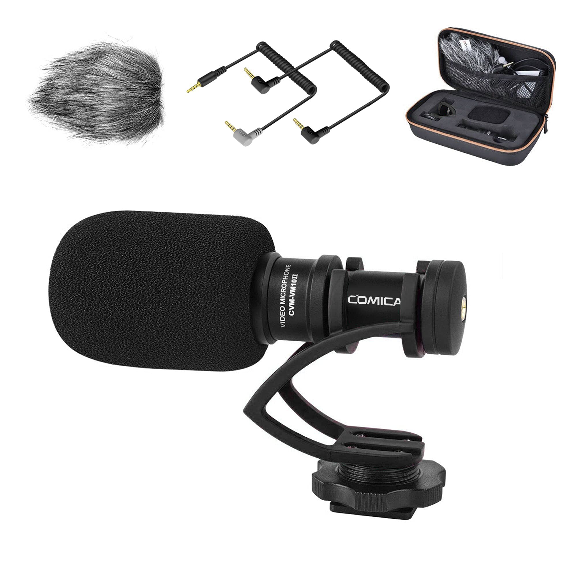 COMICA Camera Microphone, CVM-VM10II Video Shotgun Microphone with Shock Mount and Wind Muff, Camcorder Recording Mic for Canon/Nikon/Sony/Panasonic DSLR Camera and Smartphone for YouTube/Vlog(Black)