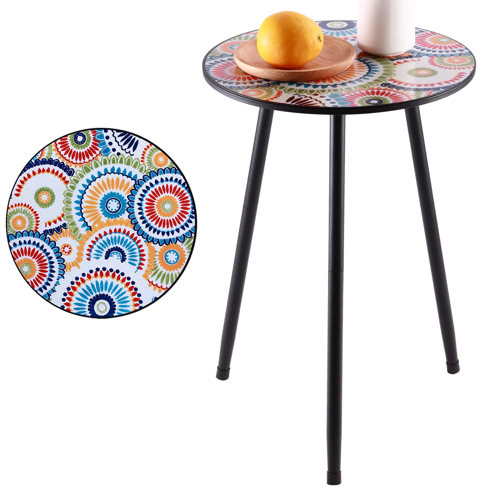 Photo 1 of 1 Pack Metal Outdoor Side Table Small Outside Round End Table for Patio Modern Accent Garden Corner Table for Small Spaces, Balcony, Porch, Weather-Resistant, Plant Stand Indoor