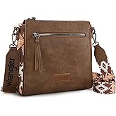 Wrangler Aztec Crossbody Purse Medium Shoulder Bags for Women Western Handbag with Guitar Strap