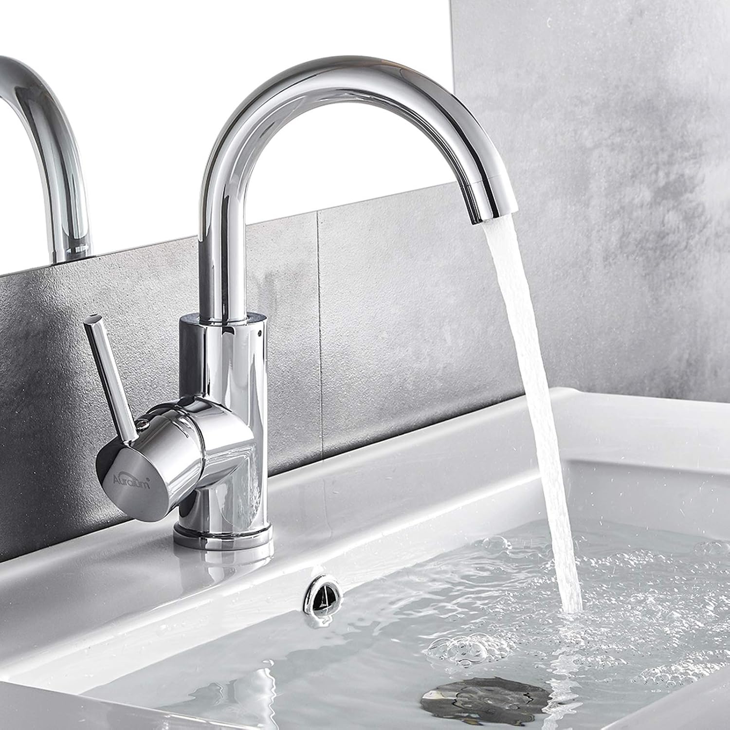 Auralum 360 Degree Swivel Basin Mixer Tap - Single Lever Bathroom Sink Tap with Removable Aerator - Chrome