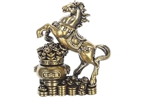 Baluue Brass Horse Sculpture Miniature Chinese Zodiac Horse Statue Ornament for Home Office Desktop Decor Symbolizing Wealth 