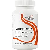 Seeking Health Multivitamin One Sensitive, Daily Vitamin Without B12, Folate, Copper, Iron, Iodine, Calcium, Choline, and Lutein, Antioxidant Support, Vegetarian and Vegan (45 Capsules)