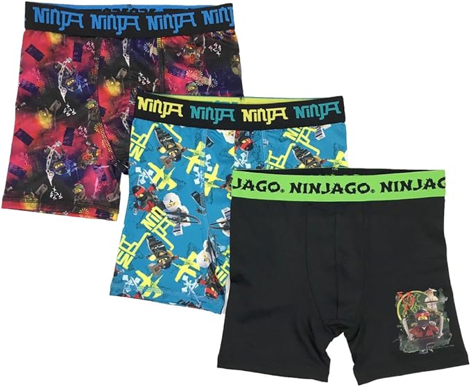 LEGO Boys' 3Pack Athletic Boxer Brief Underwear, Ninjago Multi, 14