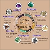 FYXOTI Natural Stone Wealth Money Bracelet Beaded Protection Bracelet for Women Adjustable Lucky Bracelet Feng Shui Black Obsidian Handmade Jewelry Gift