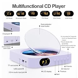 MICOCIOUS Portable CD Player with Bluetooth Desktop
