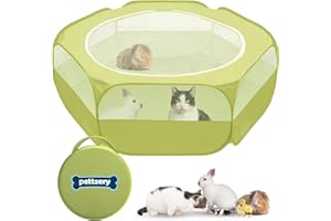 PETTZERY Small Animal Playpen with Zippered Top, Portable Waterproof Pet Cage (47"x23") for Kitten, Bunny, Guinea Pig, Hamster, Chicken Brooder, Indoor & Outdoor Exercise Pen, Foldable Design