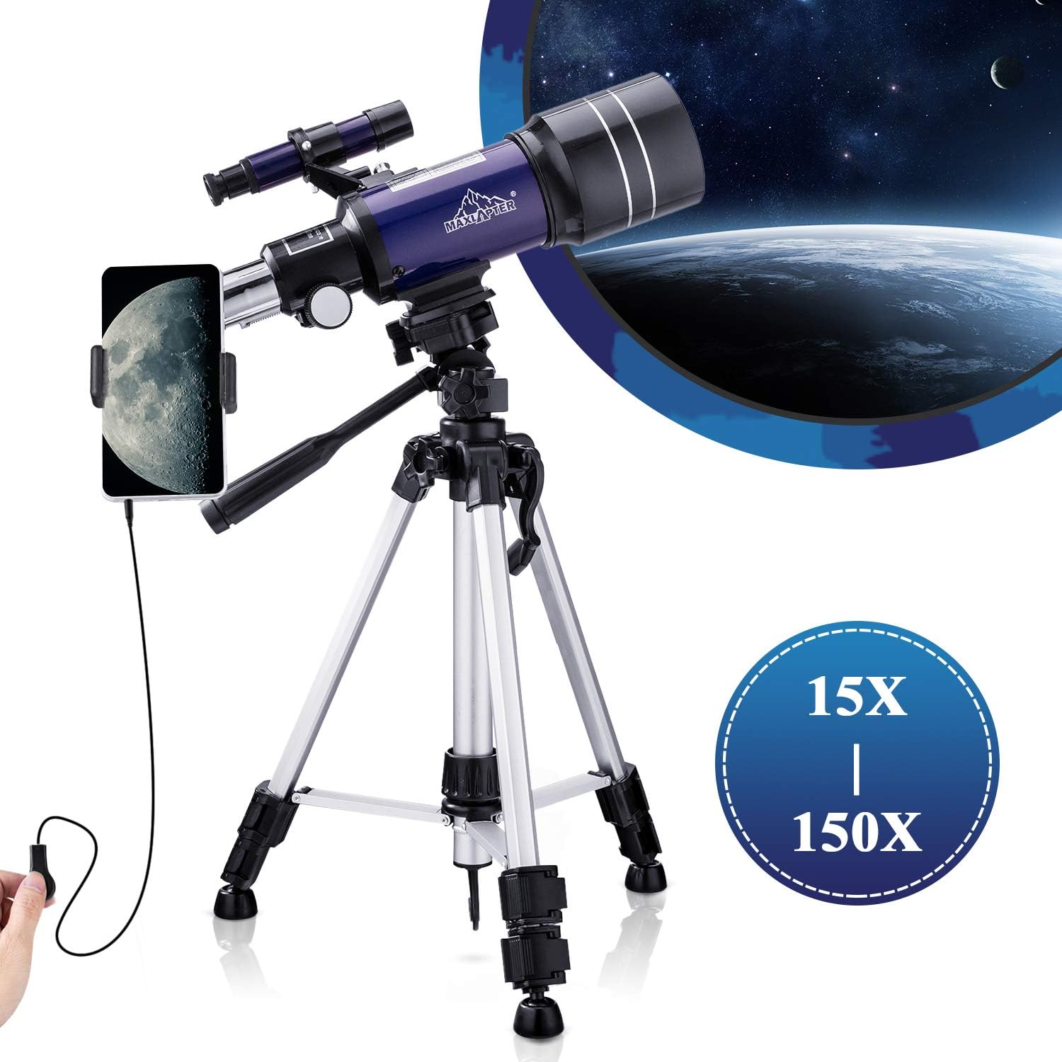 MAXLAPTER Telescope for Kids Astronomy Beginners, 150X