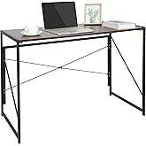 ZenStyle Folding Computer Desk, Writing Study Desks for Home Office, Corner Laptop Gaming Folding Table with Metal Frame, 39 Inches,Brown