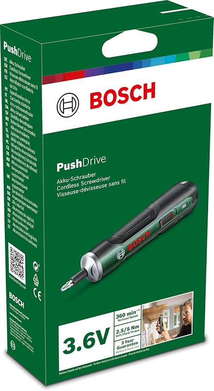 Akkuschrauber PushDrive Starter Set (3,6V; 1,5Ah; 5,0 Nm; 10x Schraubendreher-Bits; mit Mikro-USB-Kabel; im Karton)