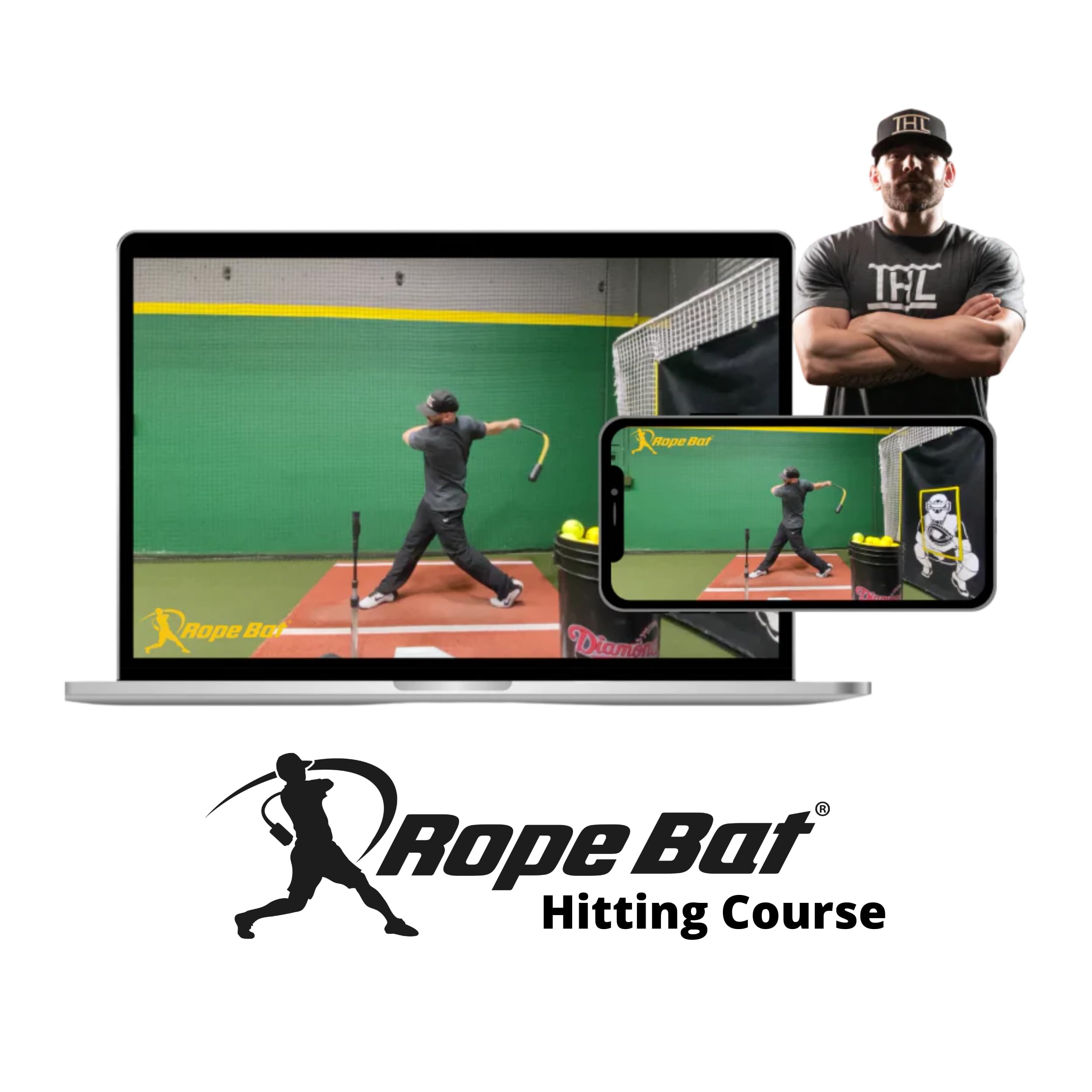 Rope Bat Ultimate Rope Bat Swing Trainer w/ 3 Soft Training Balls