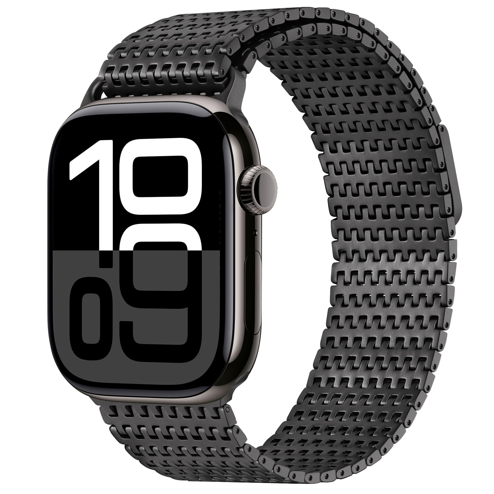 Anlinser Compatible with Apple Watch Strap 42mm 41mm 40mm 38mm, Magnetic Straps Stainless Steel Metal Band Designed for Apple Watch Series 10 9 8 7 6 5 4 3 SE, Black