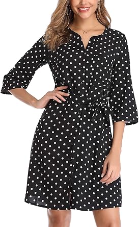 polka dot midi shirt dress