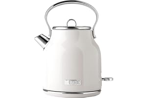 Haden Heritage 1.7 Liter Stainless Steel Electric Kettle, Hot Water Kettle with 360-Degree Base and Auto Shutoff, Ivory & Chrome