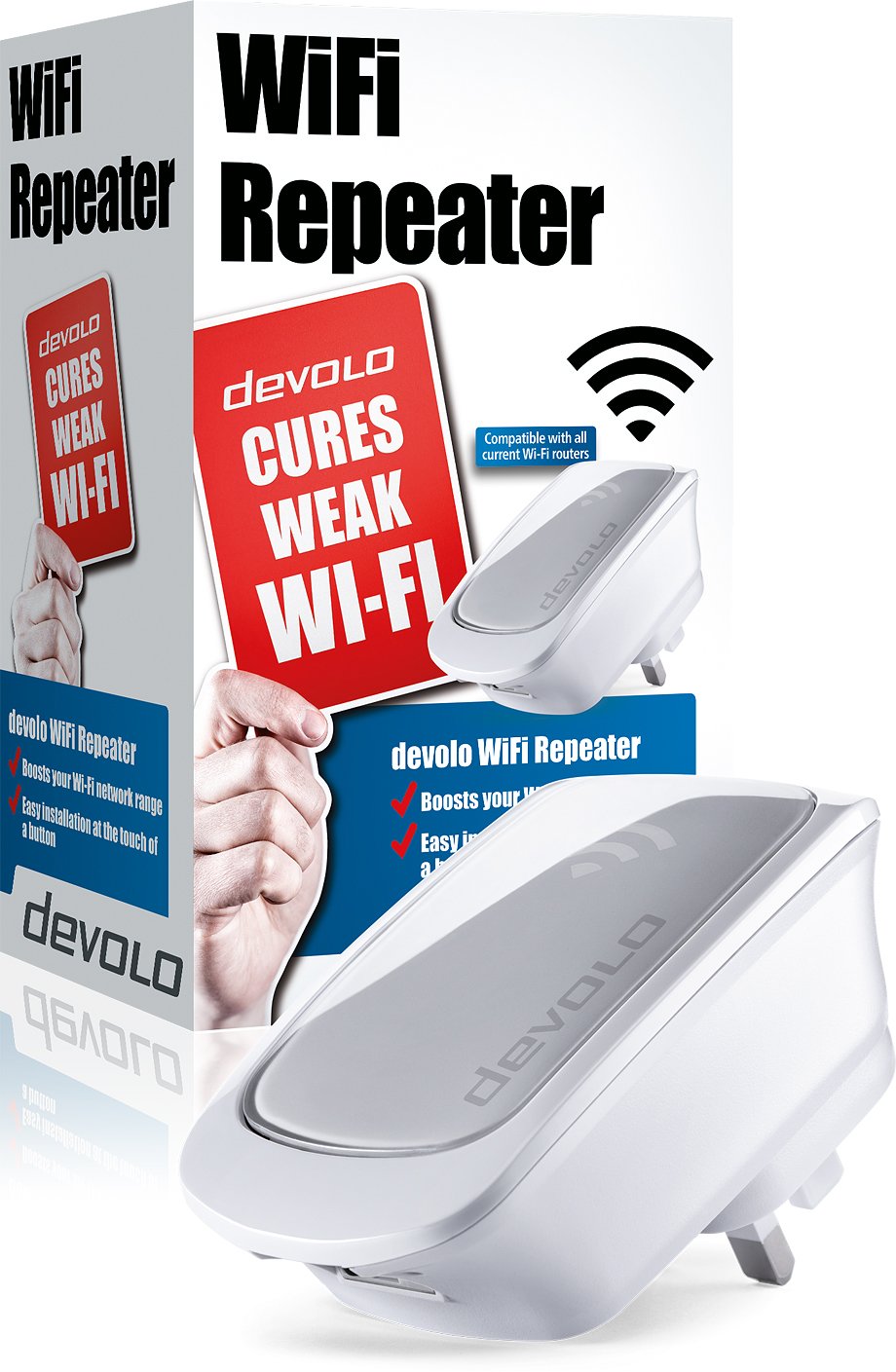 Devolo Wi-Fi Repeater (Speeds up to 300 Mbps, Easy Installation, Wi-Fi Amplifier, 1x LAN port, WPS, Whole Home Wi-Fi, Wi-Fi Signal Amplifier, Range Increaser, Wi-Fi Extender, Wi-Fi Booster)