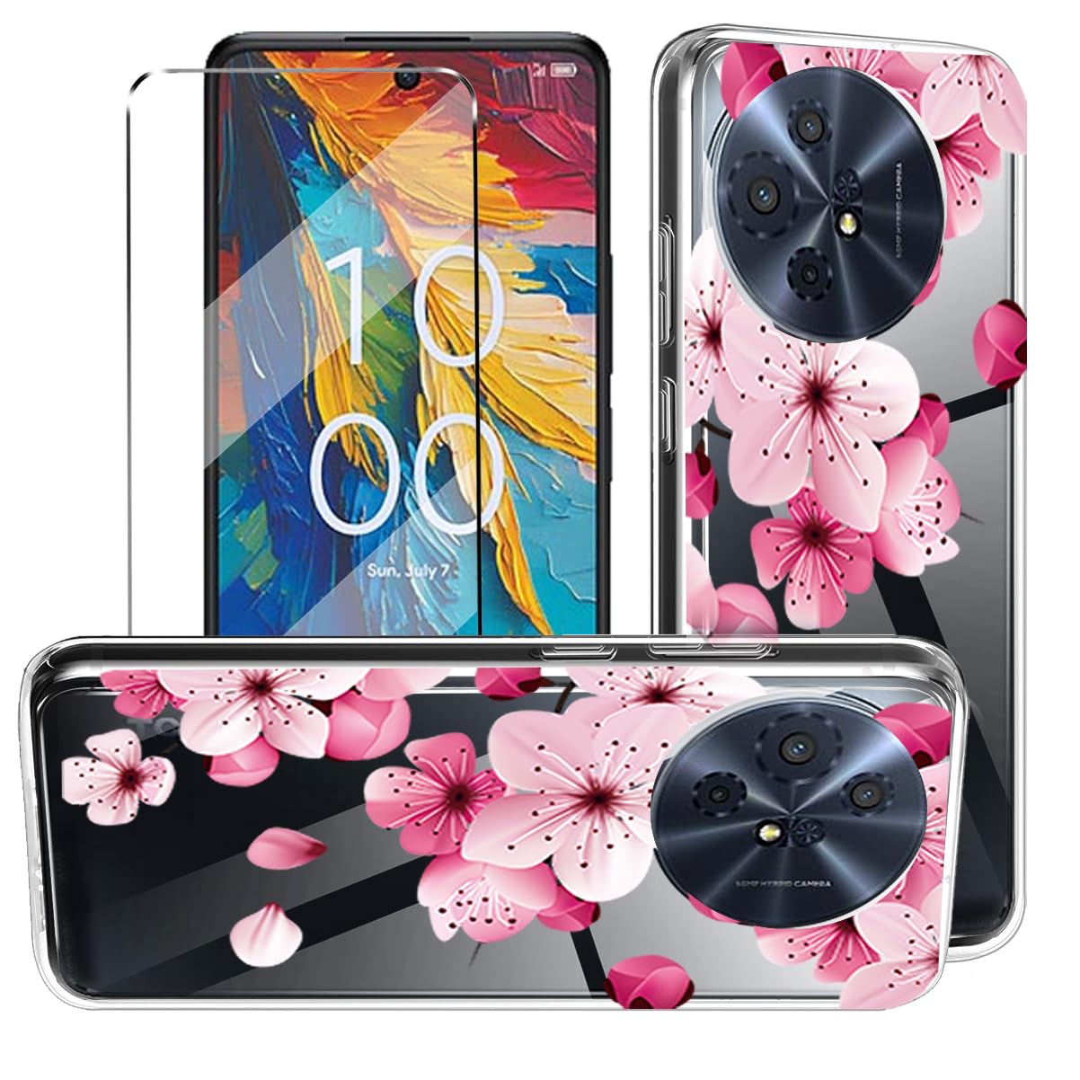 HuiYouMY 2-in-1 Case Compatible with TCL 50 Pro NXTPAPER 5G Cover with 1 Pack Tempered Glass Screen Protector for TCL 50 Pro NXTPAPER 5G, Slim Fit Soft TPU Shockproof Anti-Scratch Phone Case - WM113