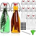 5 oz Flip Top Glass Sauce & Liquor Bottles - 150 ml Glass Spirit Bottles, Clear Small Bottle for Kitchen, Home Brewing Wine&J