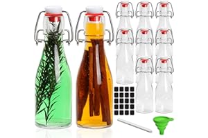 5 oz Flip Top Glass Sauce & Liquor Bottles - 150 ml Glass Spirit Bottles, Clear Small Bottle for Kitchen, Home Brewing Wine&J