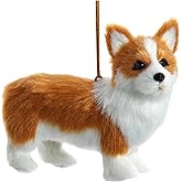 Kurt Adler F2242CO Furry Corgi Dog Brown and White 4 x 3.5 Inch Acrylic Hanging Christmas Decoration Ornament