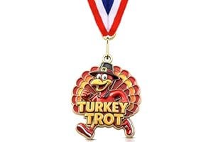 Cunno Thanksgiving Turkey Trot Medals 2'' Turkey Bowl Medals with Ribbon Thanksgiving Gold Award Medal for Turkeys Trot Medal Bowl, Community Holiday Events, Sports Day Prizes