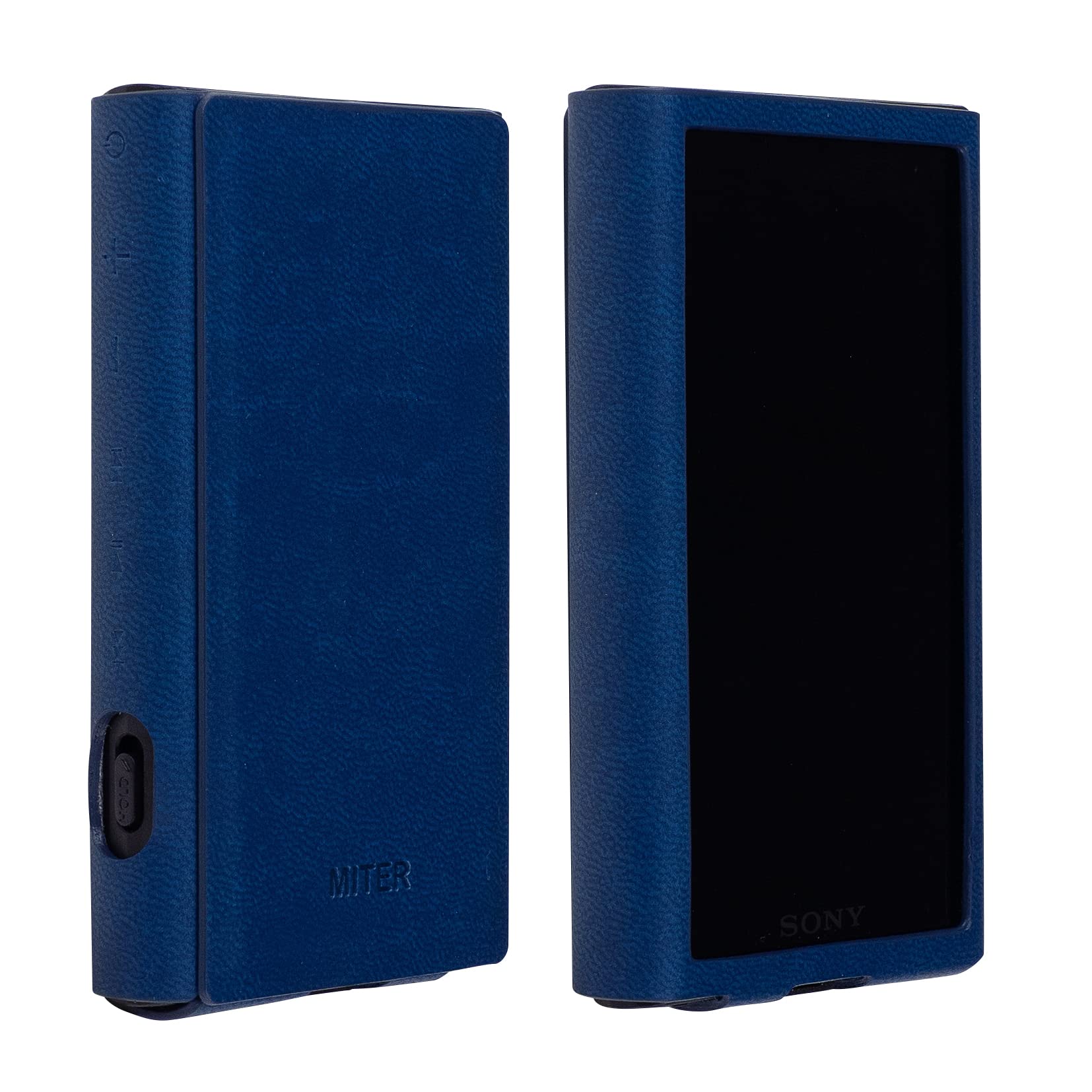 MITER Case for Sony Walkman NW-A307 A306 A303 A300, Hand Crafted Italy PU artificial Leather Case Cover for A300 (Navy)