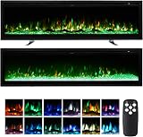 INMOZATA 127cm Electric Fireplace Wall Mounted Freestanding Recessed with Remote