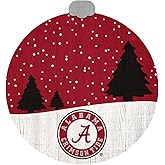 Fan Creations NCAA Alabama Crimson Tide Snow Scene Ornament – 3.5″ Rustic MDF Christmas Tree Decoration