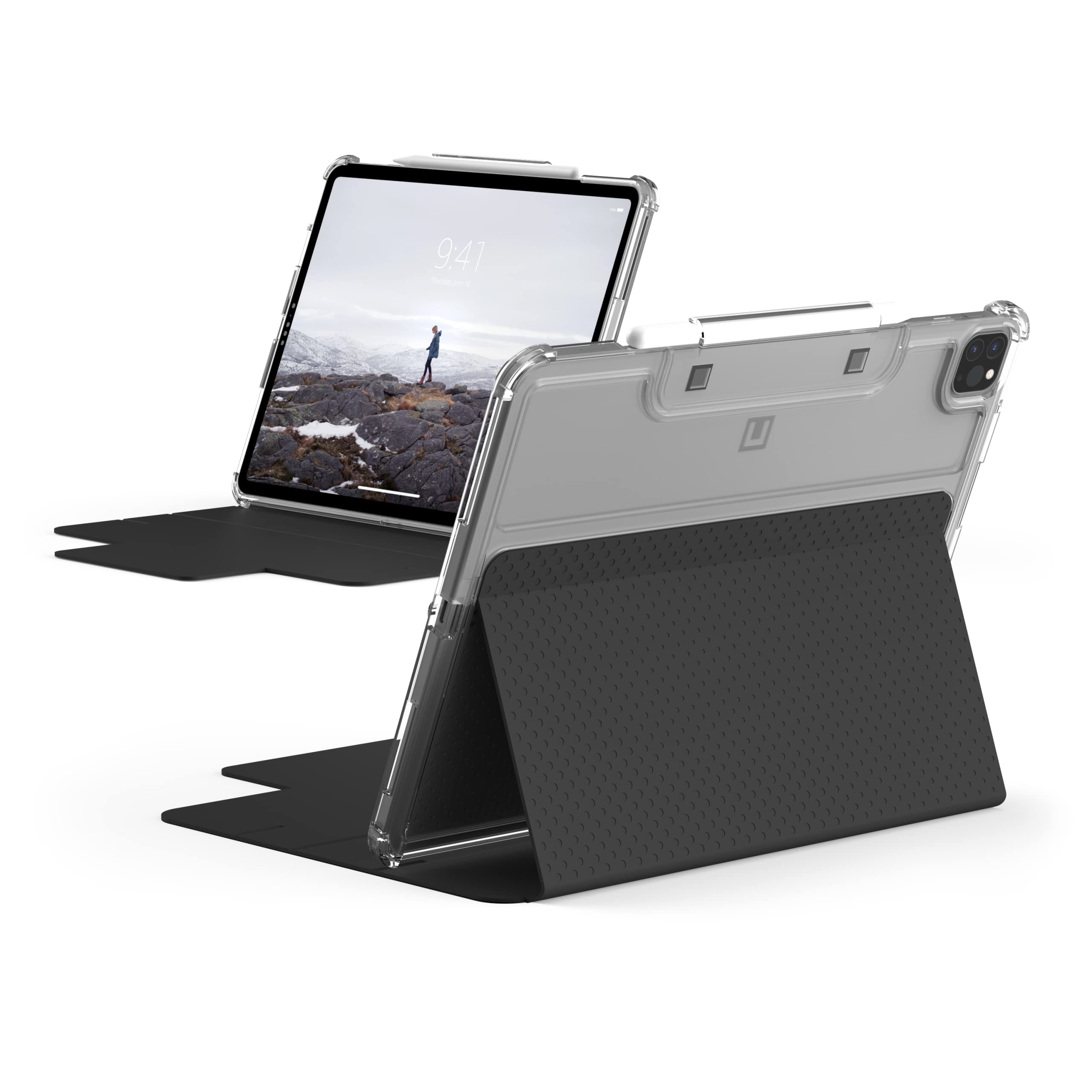[U] by UAG Designed for iPad Pro 12.9" (6th Gen 2022, 5th Gen 2021) Case Black Lucent Lightweight Slim Shockproof Smart Folio Protective Cover with Auto/Sleep Wake & Pencil Holder