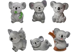 Pinenjoy 6Pcs Miniature Koala Bear Figurines 1inch Mini Koala Collection Figure Set Resin Cake Toppers for DIY Dollhouse Fairy Garden Micro Landscape Bonsai Craft