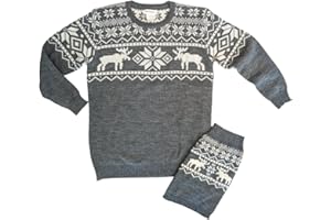 famjamjams Matching Pet & Owner Sweaters - 100% Acrylic Pet Parent Dog Twinning Holiday Ugly Christmas Sweater - Moose Grey, 