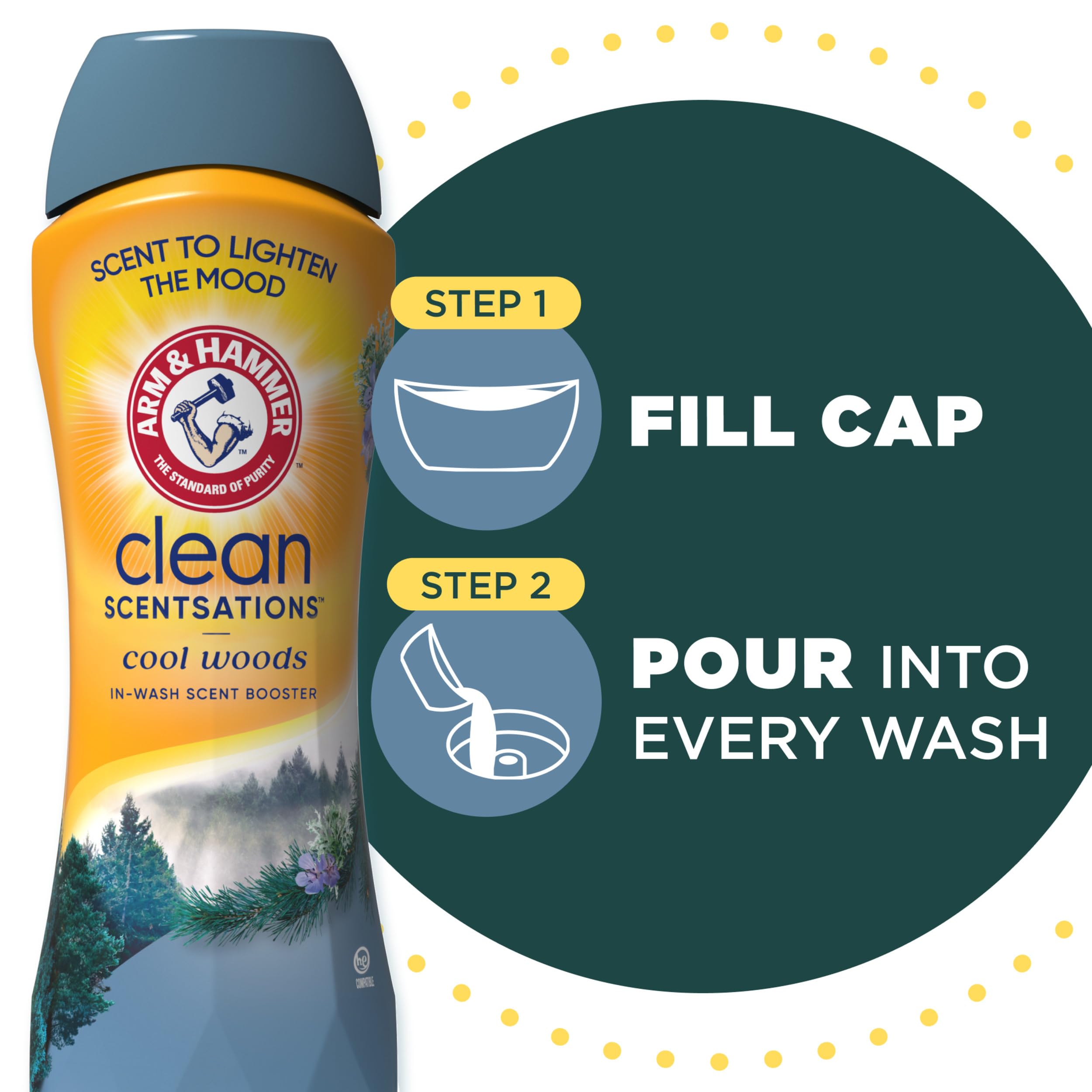 ARM & HAMMER Clean Scentsations In-Wash Scent Booster, Cool Woods scent, 24 Oz