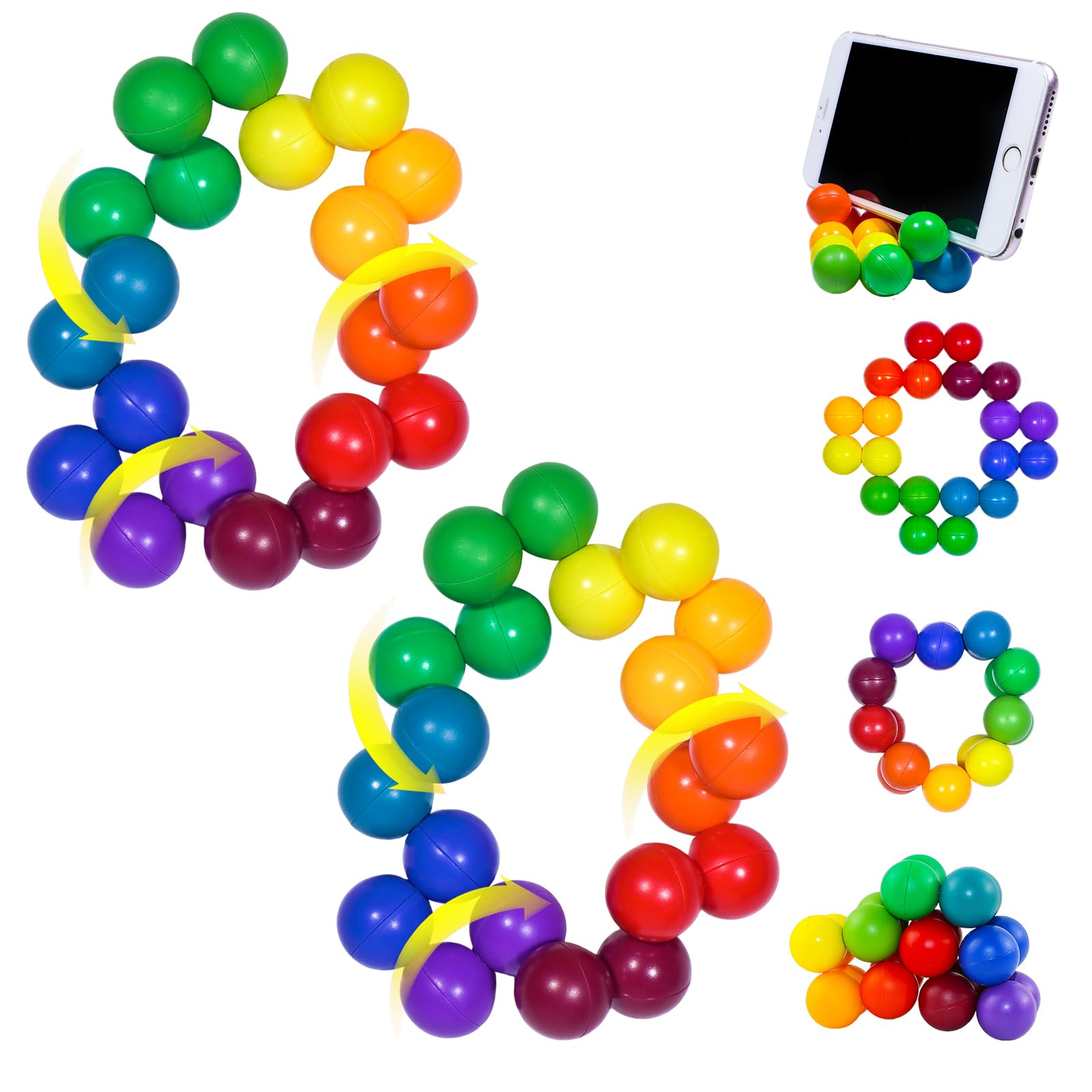 Hengxinc 2PCS Rainbow Variable Fidget Ball, Sensory Fidget Toys, Autistic ADHD Quiet Cool Desk Toys, Quiet Fidget Toys Sensory Toys for Autism for Adult Boy Girl