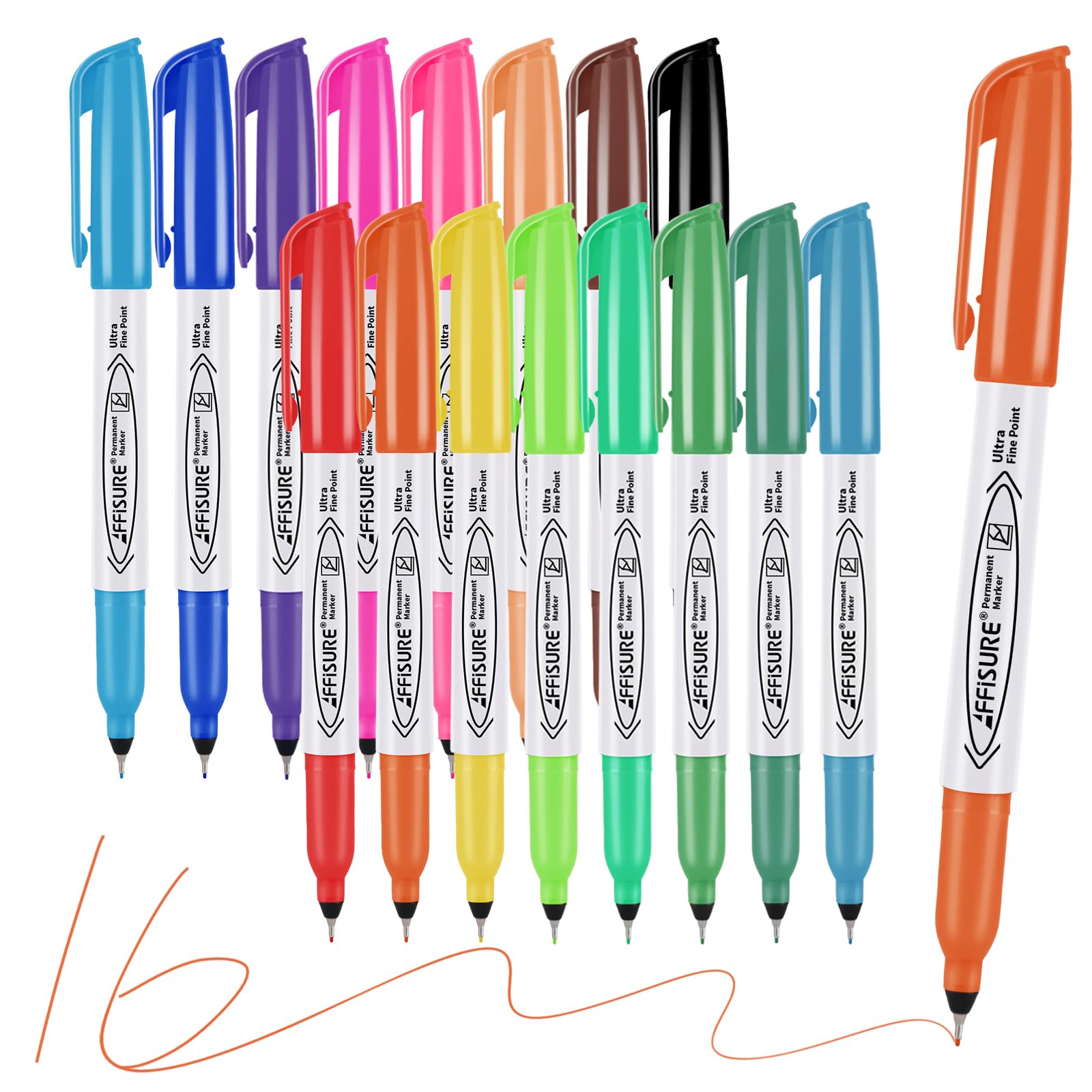 Photo 1 of Affisure Permanent Markers, Ultra Fine Point Markers Set,16 Assorted Colors Work on Wood, Plastic, Paper, Metal, Stone, Glass for the Artist?Kids?Adult, 16 Count