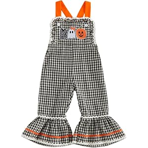 Thorn Tree Girls Overalls Pumpkin Patch Outfit Toddler Girl Halloween Outfits Flare Pants Fall Clothes