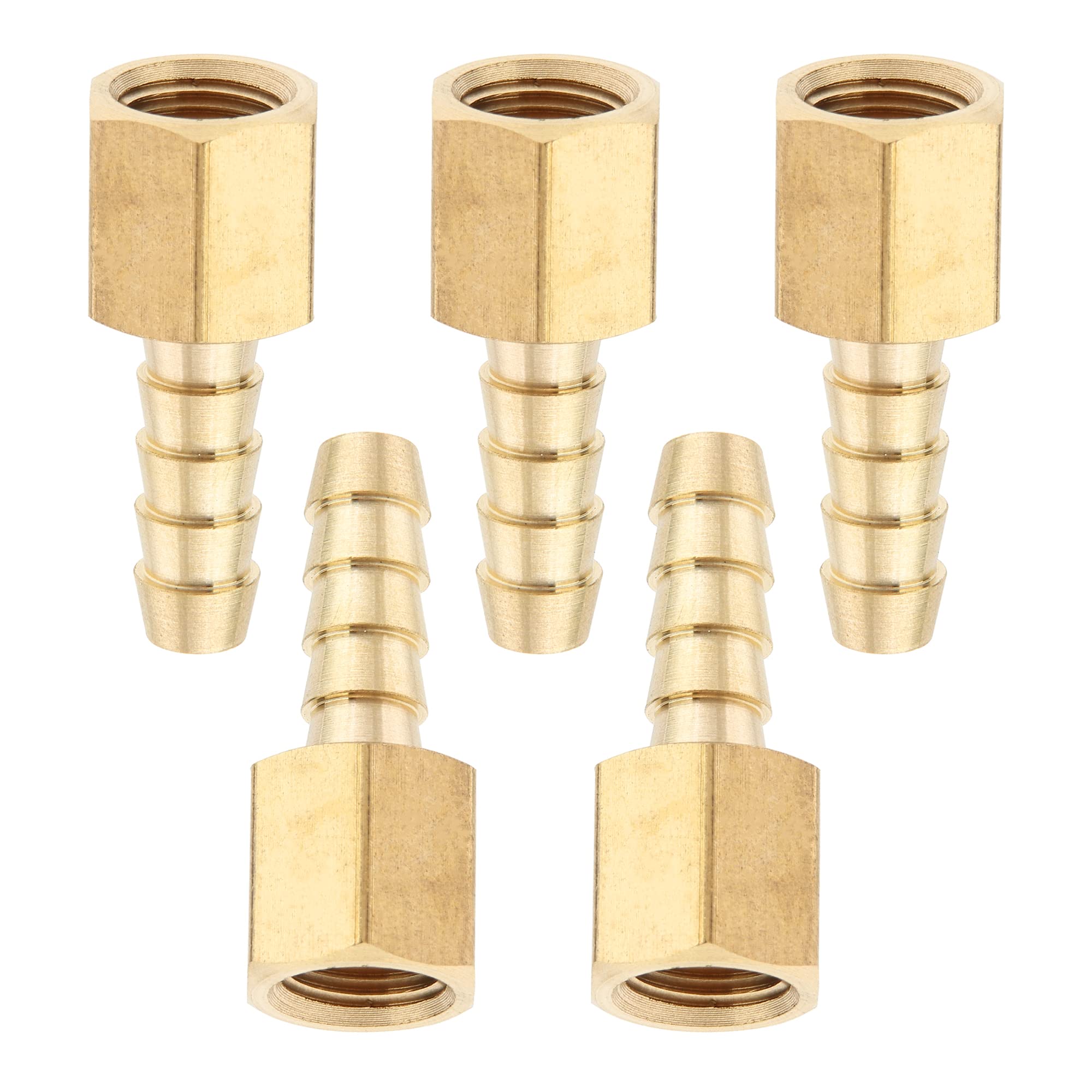 LTWFITTING Brass BSP Fitting Coupler/Adapter 1/8-Inch Female BSPP x 6mm Hose Barb(Pack of 5)