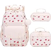 Scothen Backpack for Girls, 3PCS Girls Backpack for School with Lunch Bag Pencil Case, Kids Bookbag Kindergarten Elementary Middle School Bag with USB Charging Port