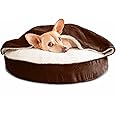 Furhaven 26" Round Orthopedic Dog Bed for Medium/Small Dogs w/ Removable Washable Cover, For Dogs Up to 30 lbs - Sherpa & Suede Snuggery - Espresso, 26-inch