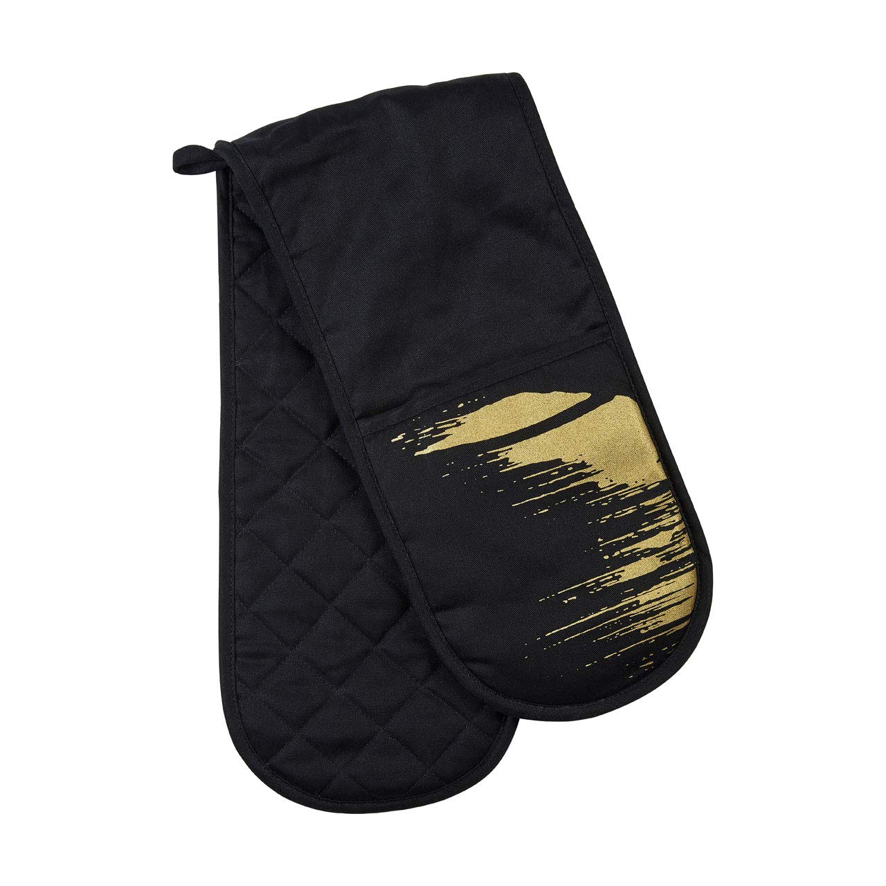 Premier Housewares Oven Glove, Cotton, Black/Gold, Double