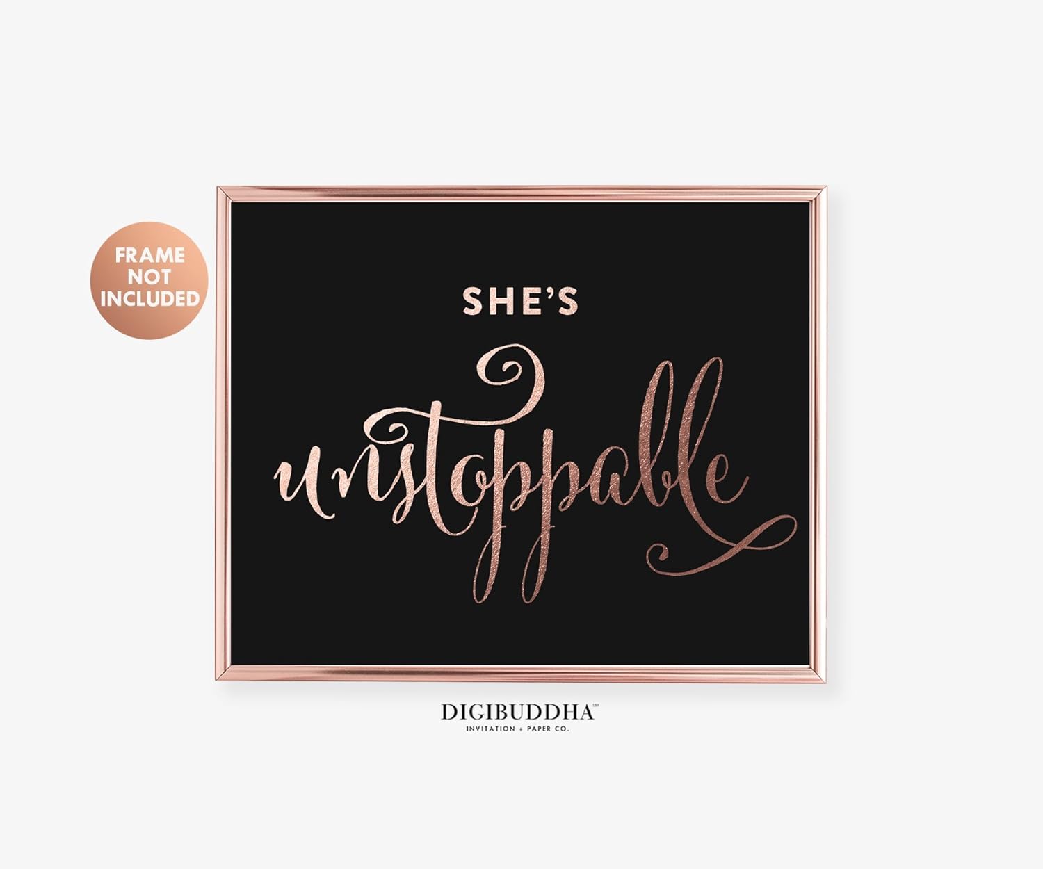 Amazon Com She S Unstoppable Rose Gold Foil Print Black Wall Art