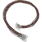 HARFINGTON 20Pcs Waxed Necklace Cord Bulk Brown 1.5mm Dia 24" Necklace String Rope with Chain Clasp for Pendants Bracelets Jewelry Making Supplies Accessories